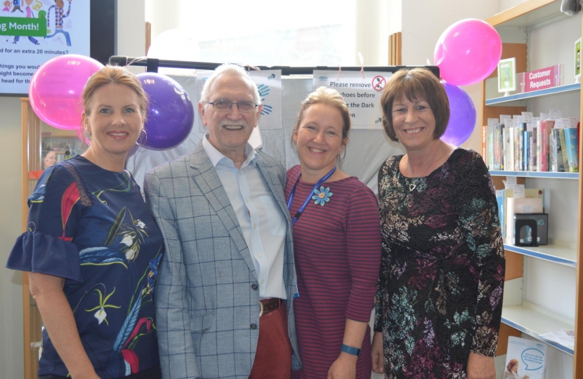 Trudy joins councillors and staff at Whitehaven Library's new autism sensory area 