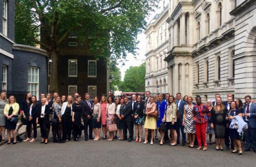 Trudy Harrison MP with Whitehaven Academy assistant head Tim Bradbury at No 10 event celenbrating teachers