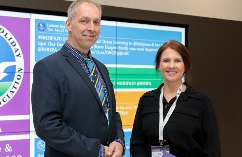 Trudy Harrison MP and Castlerigg Hall Caravan and Camping Park owner David Jackson 