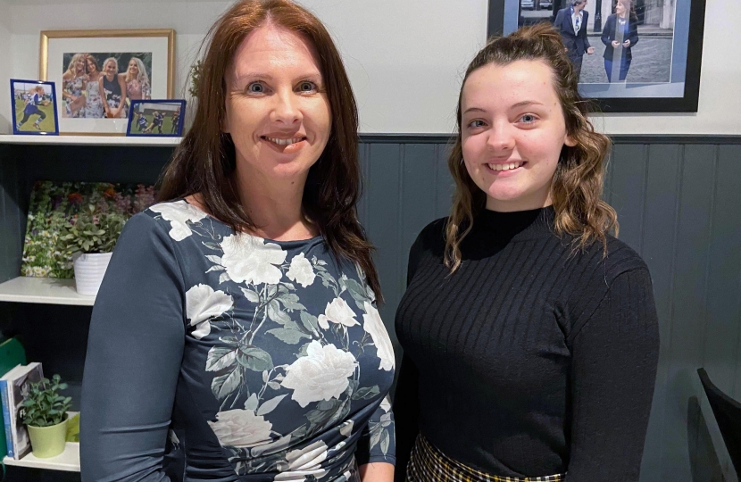 MP Trudy Harrison with Dream placement student Cara Mattocks