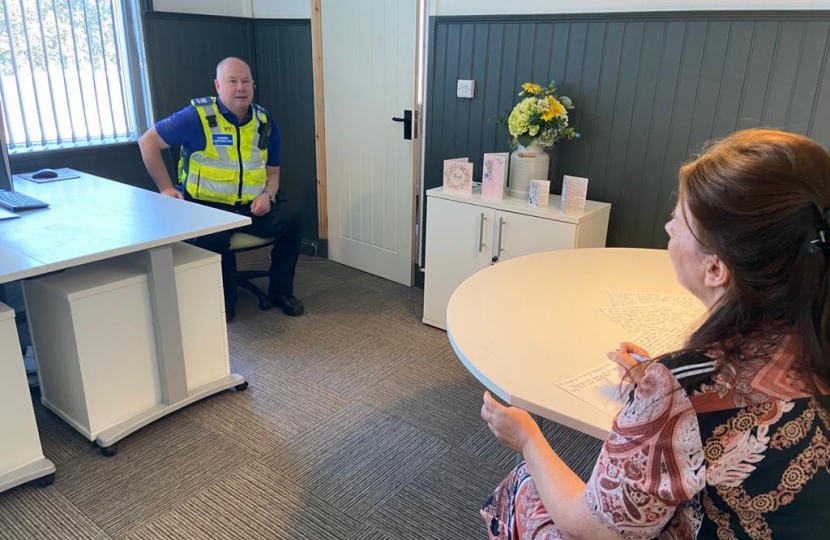 Trudy Harrison MP speaks with Cumbria PCSO, Paul Booth