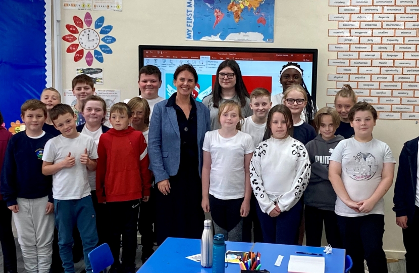 Trudy Harrison and Valley School pupils