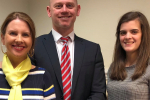 Sellafield apprentice Rachel Hamilton, with Head of Training for Young People, Les Studholme and Trudy Harrison MP