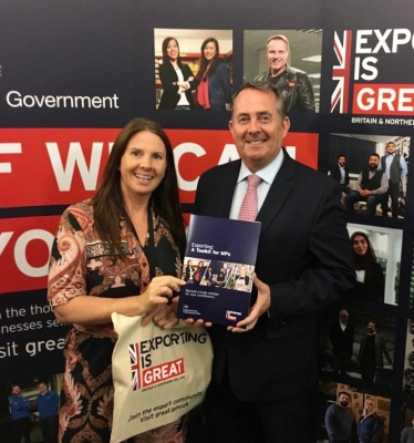 Trudy Harrison at the Government's Export Toolkit with Secretary of State for International Development (Liam Fox)