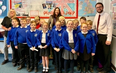 Trudy Harrison MP with pupils from Distington Community School