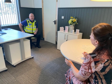 Trudy Harrison MP speaks with Cumbria PCSO, Paul Booth